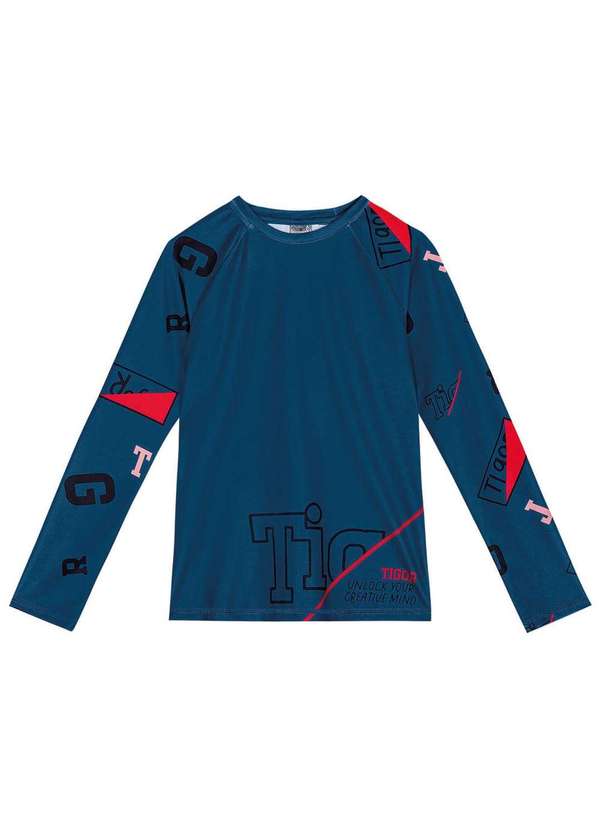 Tigor T Tigre - Camiseta Manga Longa com Protecao Uv Menino Tigor Azul