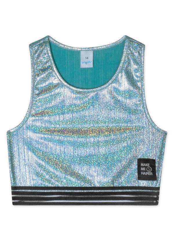 Hapier - Top Cropped Metalizado Juvenil Feminino Hapier Azul