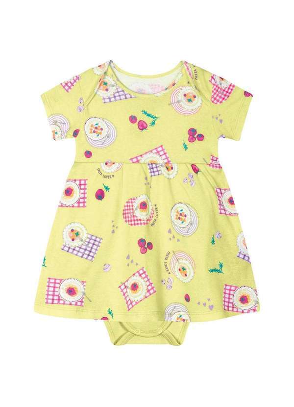 Marisol - Body Vestido Manga Curta com Aroma Bebe Feminino Marisol Amarelo