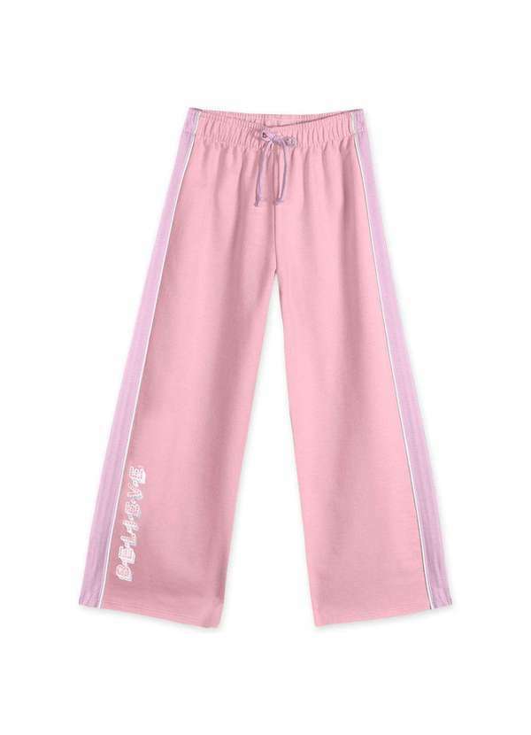 Marisol - Calca Moletom Wide Leg Infantil Menina Marisol Rosa