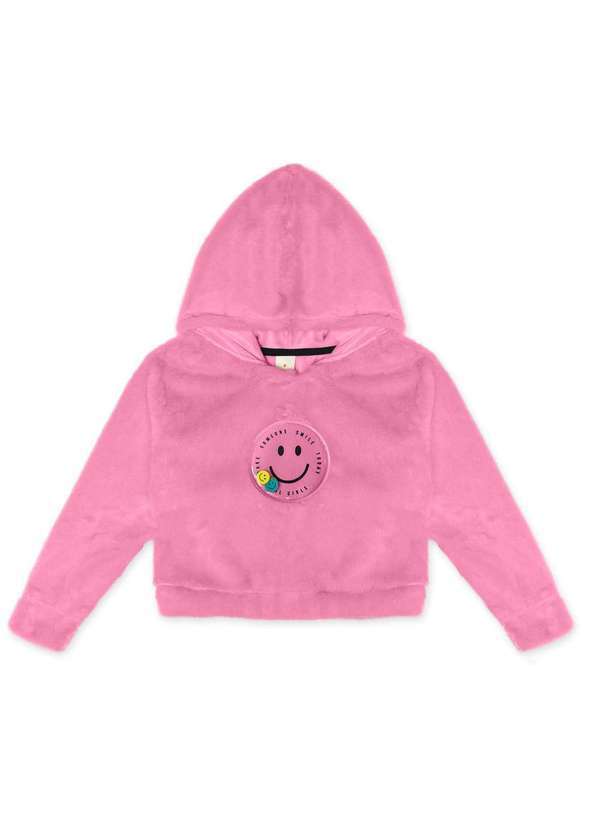 Marisol - Blusao Cropped Peluciado Infantil Feminino Marisol Rosa