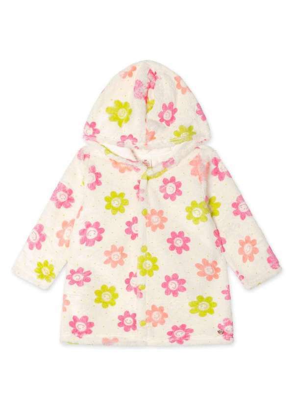 Marisol - Casaco Pelucia Floral Infantil Feminino Marisol Bege