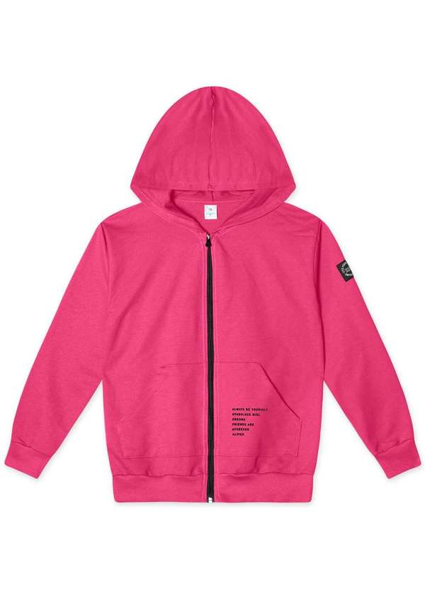 Hapier - Jaqueta Alongada Moletom Juvenil Feminina Hapier Rosa