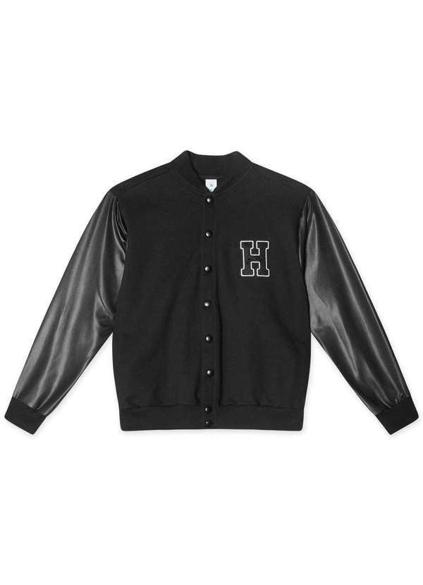 Hapier - Jaqueta College Moletom Juvenil Feminina Hapier Preto 3