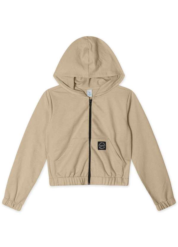 Hapier - Jaqueta Cropped Moletom Juvenil Feminina Hapier Bege
