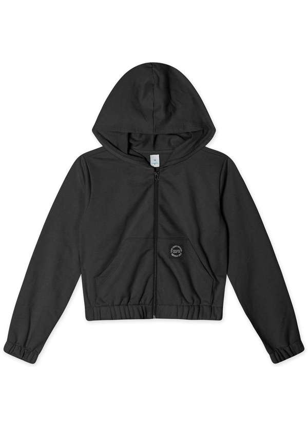 Hapier - Jaqueta Cropped Moletom Juvenil Feminina Hapier Preto