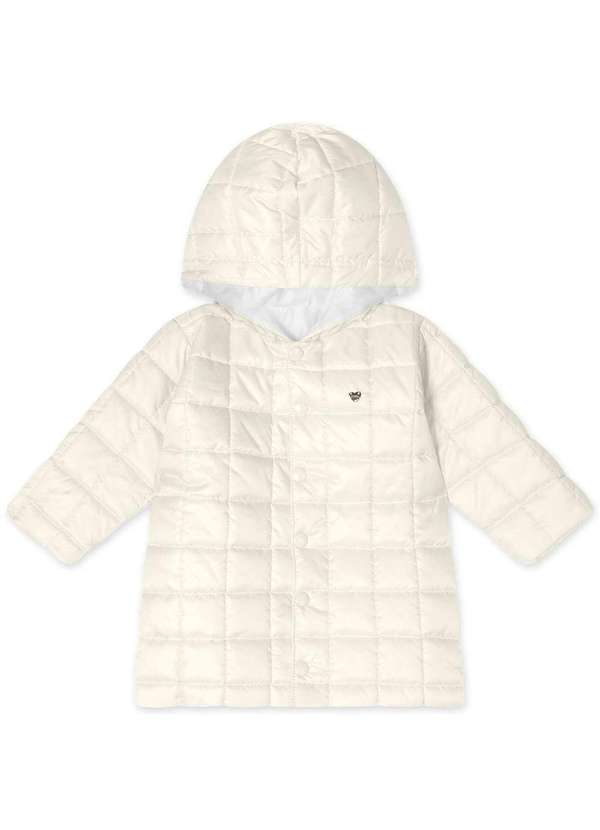 Marisol - Jaqueta Puffer Alongada com Capuz Infantil Feminina Marisol Bege