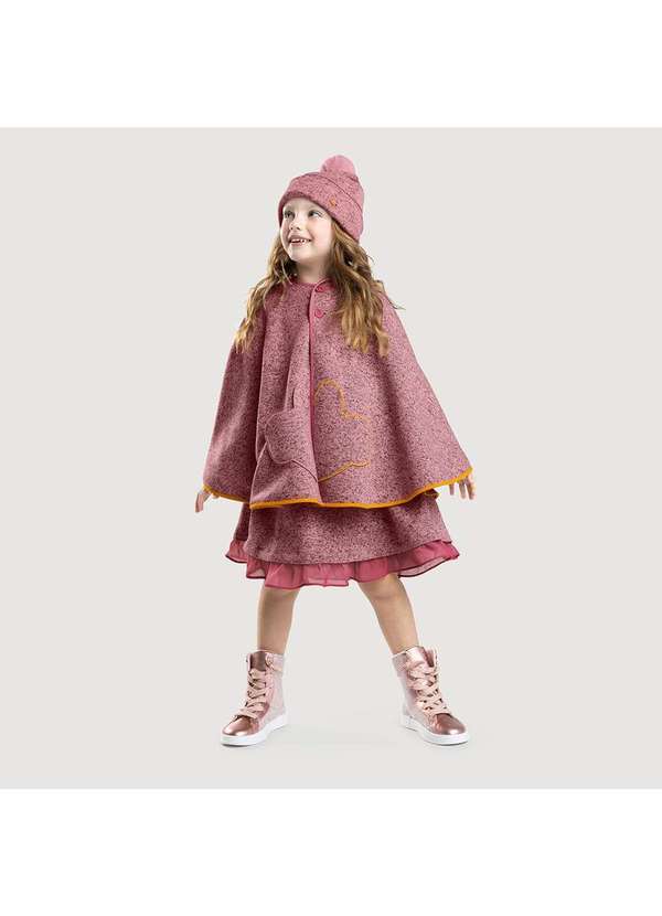 Lilica Ripilica - Poncho Tricot Infantil Feminino Lilica Ripilica Rosa 2