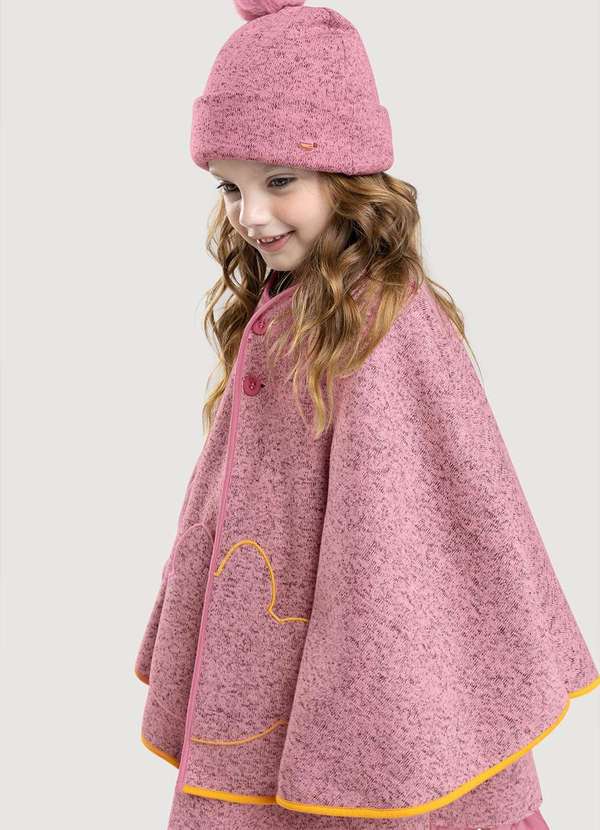 Lilica Ripilica - Poncho Tricot Infantil Feminino Lilica Ripilica Rosa 3