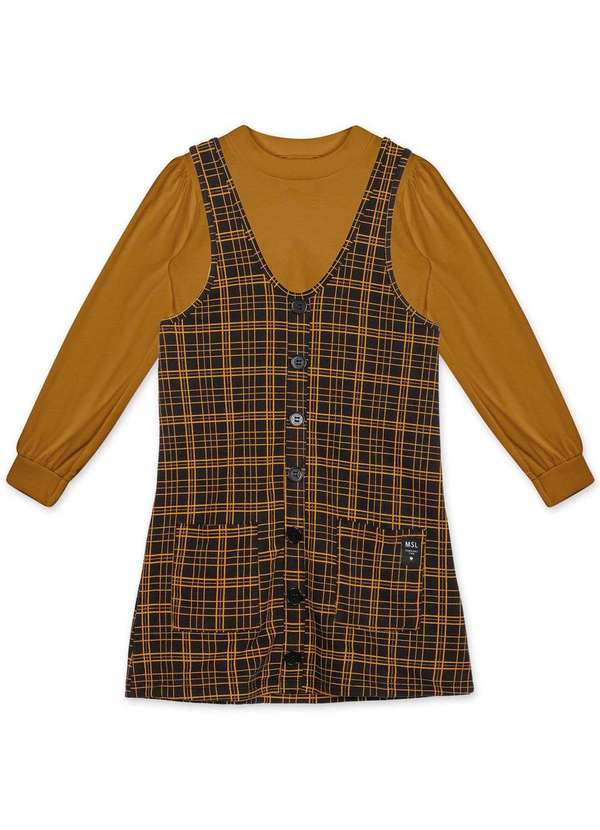 Marisol - Conjunto Blusa e Salopete Moletom Infantil Menina Marisol Marrom