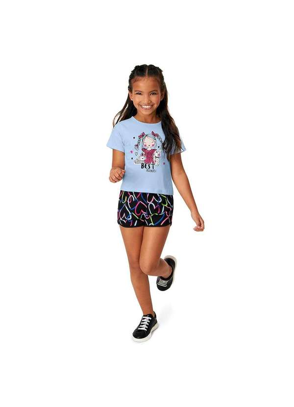 Marisol Play - Conjunto Blusa e Short Moletom Infantil Marisol Play Azul