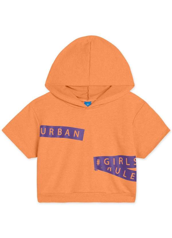 Hapier - Conjunto Blusa e Short-Saia Moletom Juvenil Menina Hapier Laranja