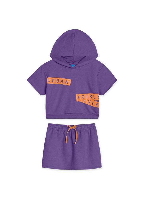 Hapier - Conjunto Blusa e Short-Saia Moletom Juvenil Menina Hapier Roxo