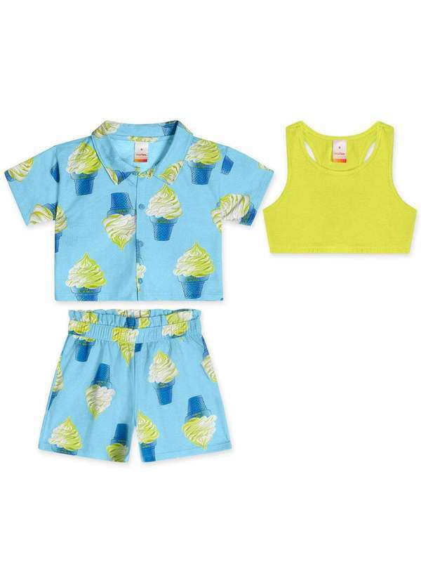 Marisol - Conjunto Curto Infantil Feminino Marisol Azul