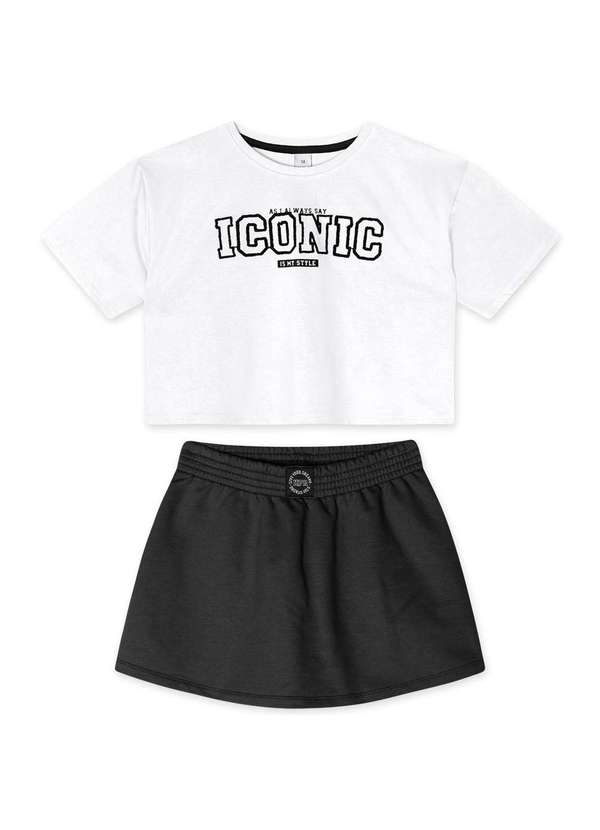 Hapier - Conjunto Curto Moletom Juvenil Feminino Hapier Branco
