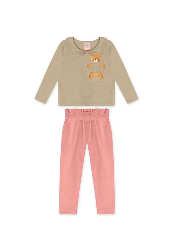Marisol - Conjunto Longo Moletom Infantil Feminino Marisol Bege