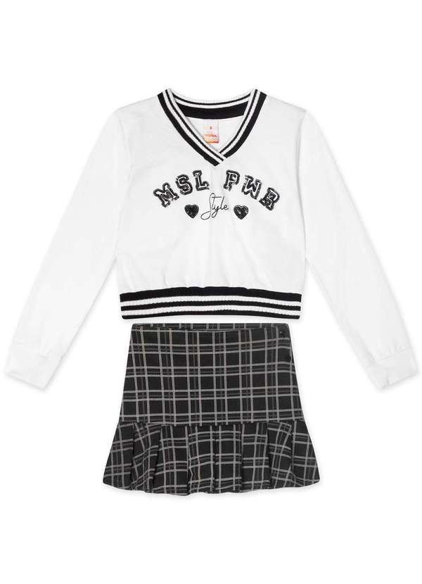 Marisol - Conjunto Longo Moletom Infantil Feminino Marisol Branco