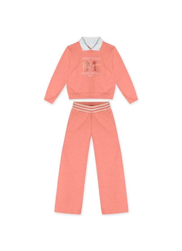 Marisol - Conjunto Longo Moletom Infantil Feminino Marisol Laranja