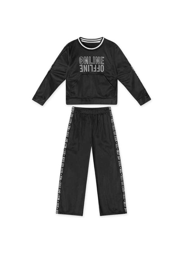 Marisol - Conjunto Longo Moletom Infantil Feminino Marisol Preto