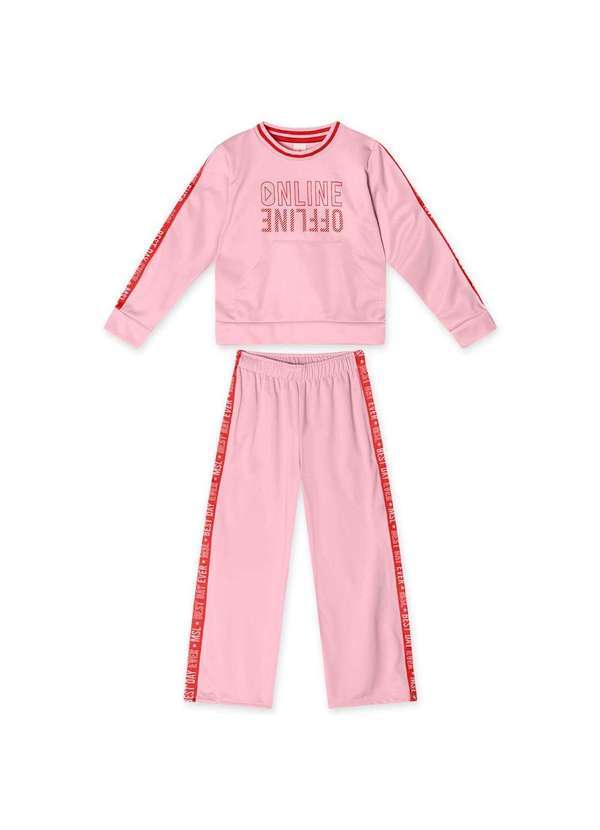 Marisol - Conjunto Longo Moletom Infantil Feminino Marisol Rosa