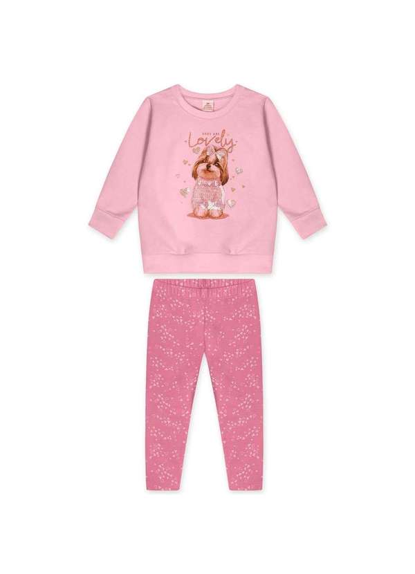 Marisol - Conjunto Longo Moletom Infantil Feminino Marisol Rosa