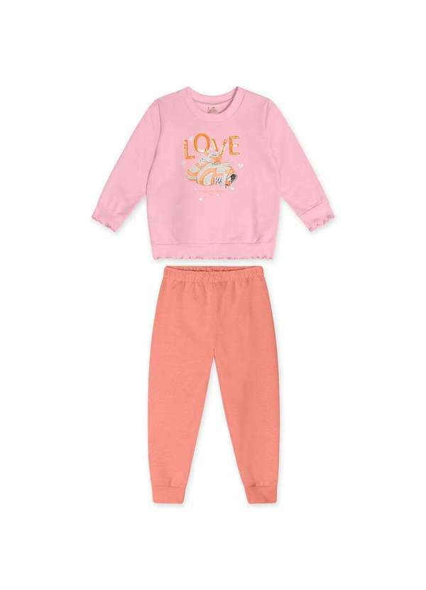 Marisol - Conjunto Longo Moletom Infantil Feminino Marisol Rosa