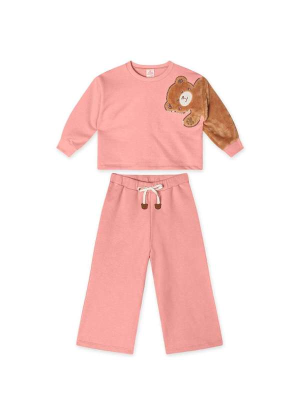 Marisol - Conjunto Longo Moletom Infantil Feminino Marisol Rosa