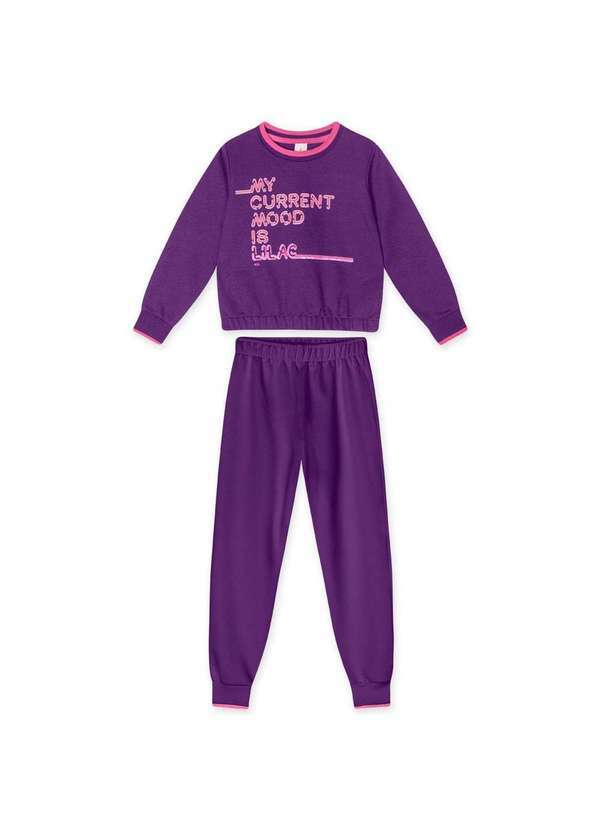 Marisol - Conjunto Longo Moletom Infantil Feminino Marisol Roxo