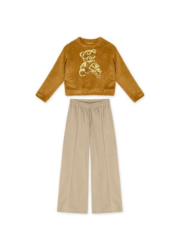 Marisol - Conjunto Longo Peluciado Infantil Feminino Marisol Marrom