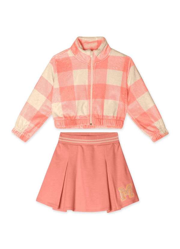 Marisol - Conjunto Longo Xadrez Pelucia Infantil Feminino Marisol Laranja 1