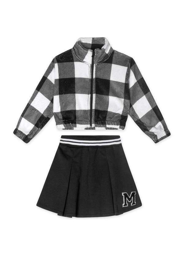 Marisol - Conjunto Longo Xadrez Pelucia Infantil Feminino Marisol Preto