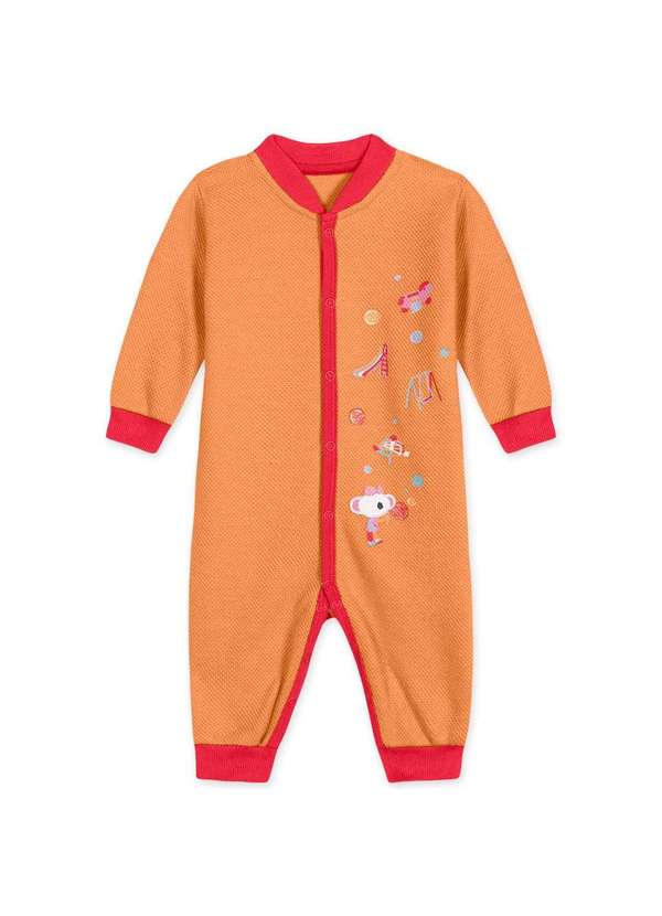 Lilica - Macacao Bebe Manga Longa Antiviral Lilica Laranja