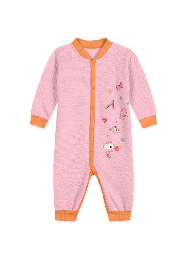 Lilica - Macacao Bebe Manga Longa Antiviral Lilica Rosa