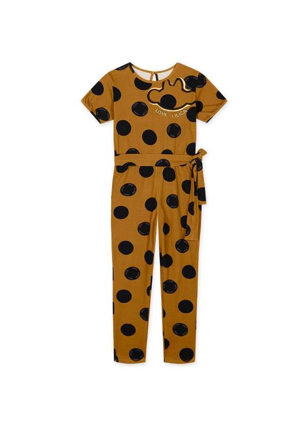 Lilica Ripilica - Macacao Infantil Menina Manga Curta Lilica Marrom