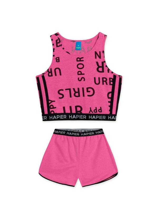 Hapier - Conjunto Regata e Short Moletom Juvenil Hapier Rosa 4
