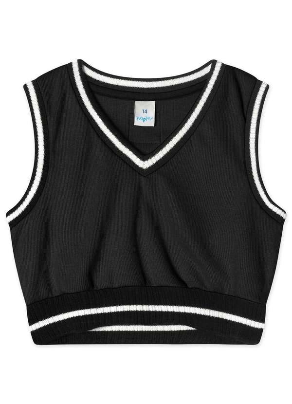 Hapier - Regata Cropped Juvenil Feminino Hapier Preto 2