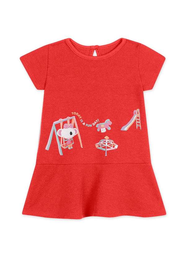 Lilica - Vestido Bebe Manga Curta Antiviral Lilica Vermelho