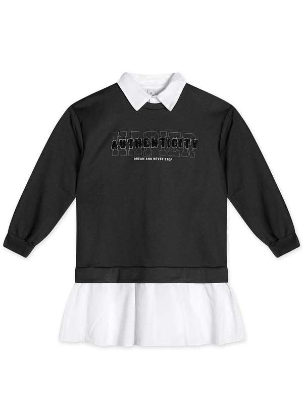 Hapier - Vestido Curto Moletom Juvenil Feminino Hapier Preto