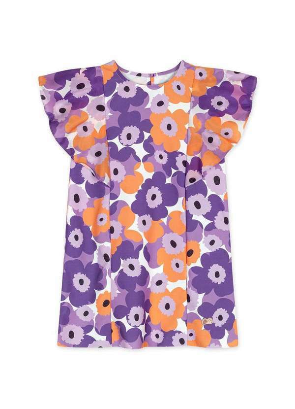 Lilica Ripilica - Vestido Floral Manga Curta Infantil Feminino Lilica Roxo