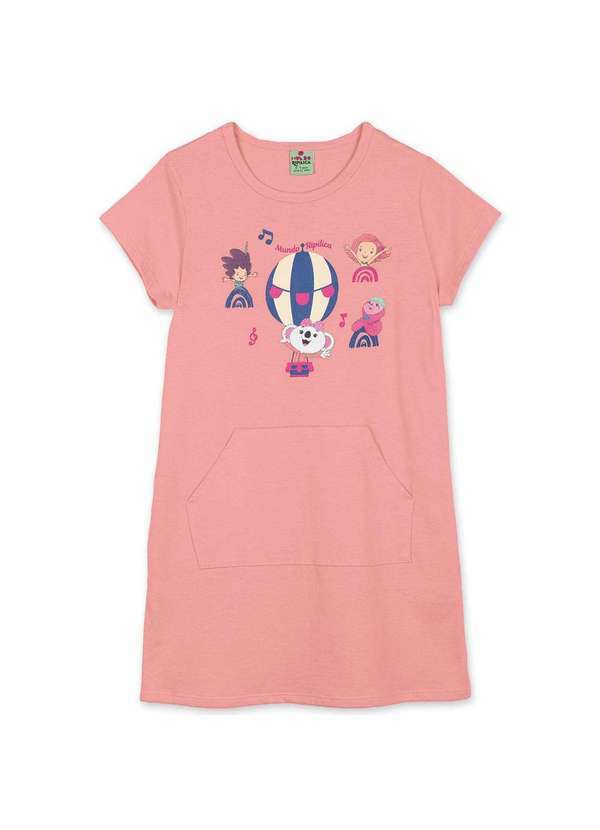 Mundo Ripilica - Vestido Infantil Manga Curta Mundo Ripilica Rosa