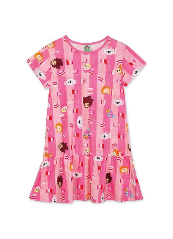 Mundo Ripilica - Vestido Infantil Manga Curta Mundo Ripilica Rosa
