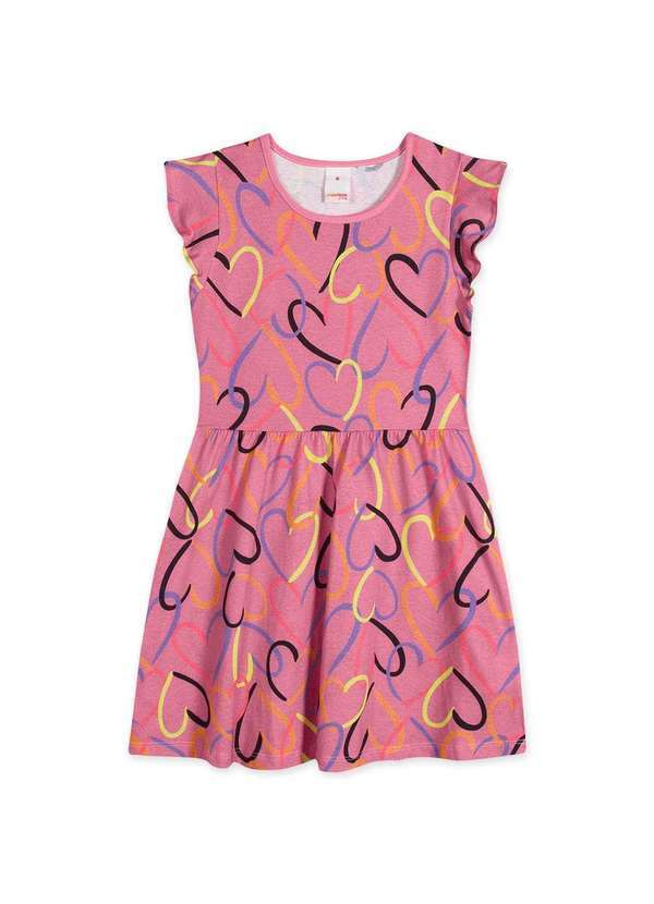 Marisol Play - Vestido Infantil Menina Manga Curta Marisol Play Rosa