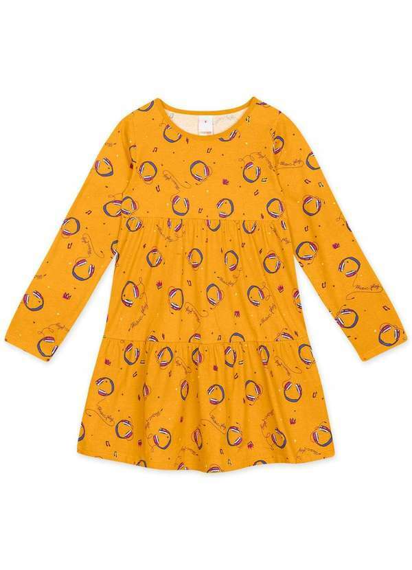 Marisol Play - Vestido Infantil Menina Manga Longa Marisol Play Amarelo