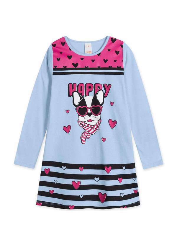 Marisol Play - Vestido Infantil Menina Manga Longa Marisol Play Azul