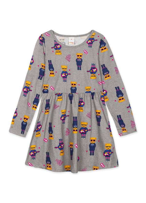 Marisol Play - Vestido Infantil Menina Manga Longa Marisol Play Cinza 1
