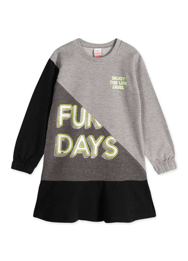 Marisol - Vestido Infantil Menina Moletom Manga Longa Marisol Cinza