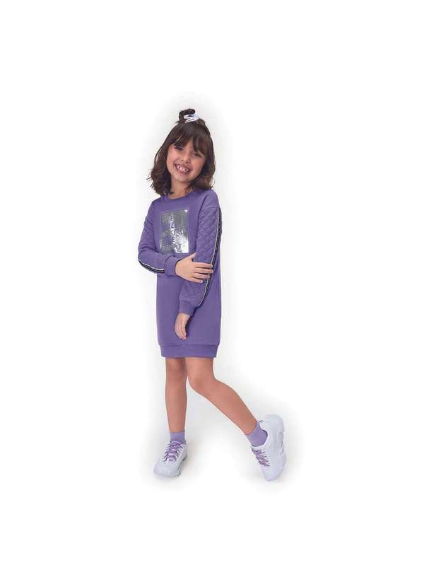 Marisol - Vestido Infantil Menina Moletom Manga Longa Marisol Roxo
