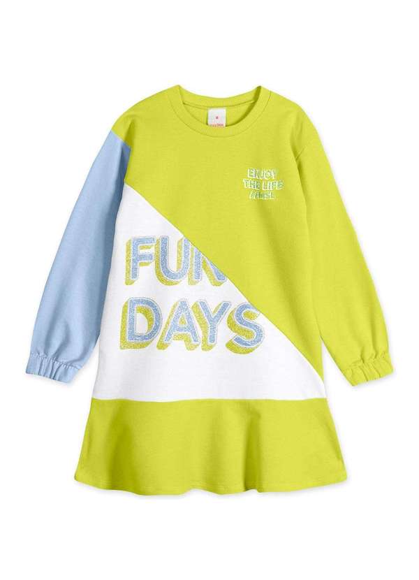 Marisol - Vestido Infantil Menina Moletom Manga Longa Marisol Verde