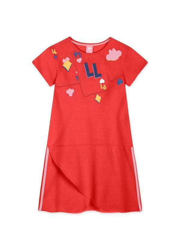 Lilica - Vestido Infantil Piquet Manga Curta Lilica Vermelho
