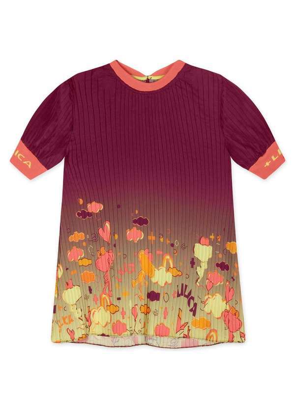 Lilica Ripilica - Vestido Manga Curta Infantil Feminino Lilica Ripilica Vermelho
